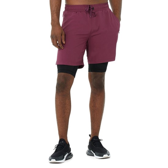 Bermudas Alo Yoga 7" Unity 2-In-1 Hombre Rojos | 3846SJIUZ