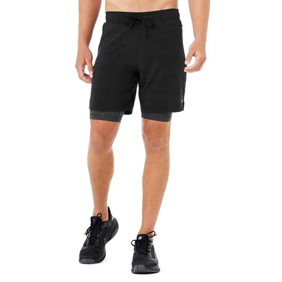 Bermudas Alo Yoga 7" Unity 2-In-1 Hombre Negros | 4912RNQTS