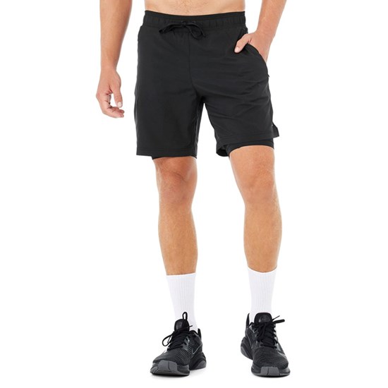 Bermudas Alo Yoga 7" Unity 2-In-1 Hombre Negros | 8956BHQMT