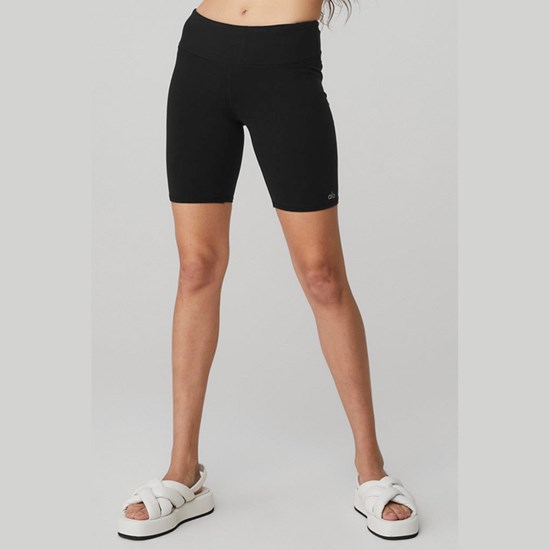 Bermudas Alo Yoga Airbrush Ciclismo Corta Mujer Negros | 7560NGXPB