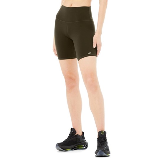 Bermudas Alo Yoga High-Cintura Ciclismo Corta Mujer Verdes | 4076GWSLP