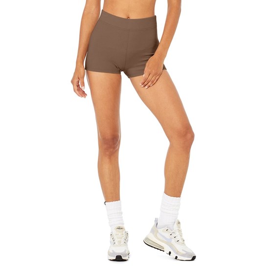 Bermudas Alo Yoga Micro Waffle Pleasant Boyshort Mujer Marrom | 6021TRDCE