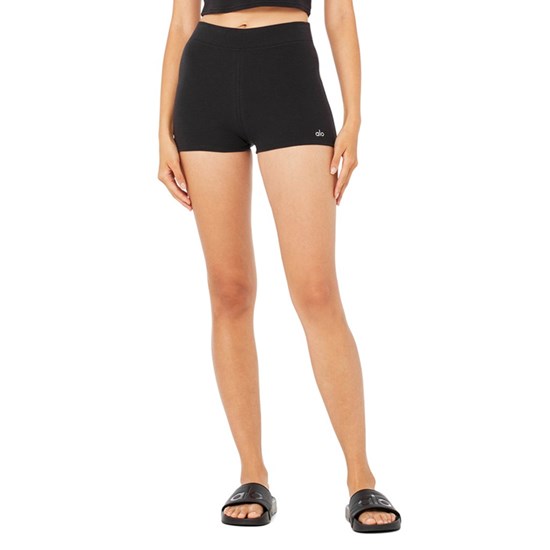 Bermudas Alo Yoga Micro Waffle Pleasant Boyshort Mujer Negros | 6815QREVF