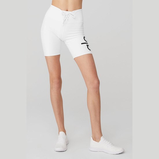 Bermudas Alo Yoga Yogi Encaje Up Corta Mujer Blancos | 5419PKHVM