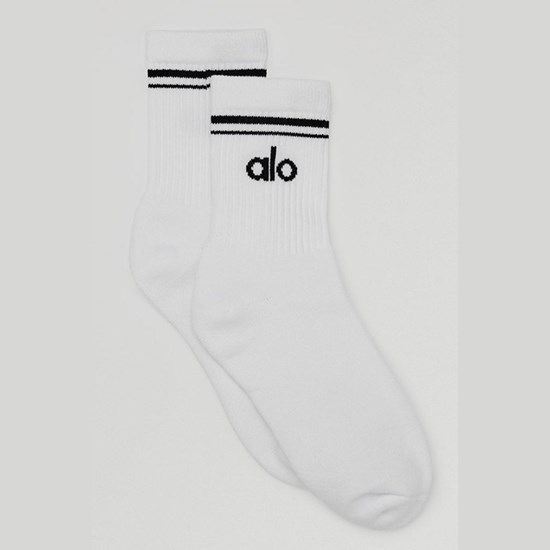 Calcetines Alo Yoga Unisex Half-Crew Throwback Hombre Blancos | 8942OPMLZ