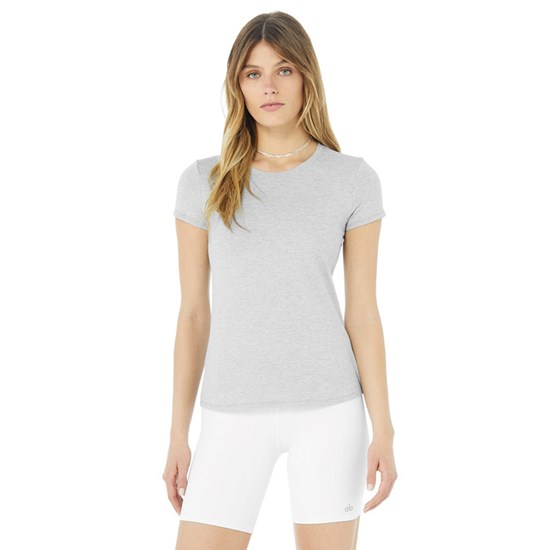 Camiseta Alo Yoga Alosoft Finesse Corta Sleeve Mujer Grises | 2953JXNZE