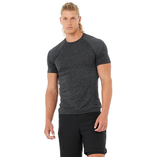 Camiseta Alo Yoga Amplify Seamless Corta Sleeves Hombre Negros | 3941KLGTV