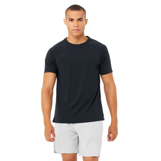 Camiseta Alo Yoga Idol Performance Corta Sleeves Hombre Azules | 7136HURBF