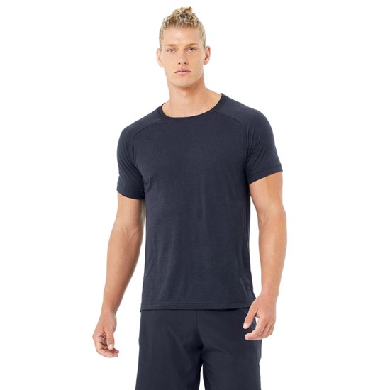 Camiseta Alo Yoga The Triumph Crew Neck Corta Sleeves Hombre Azules | 0417KCIND