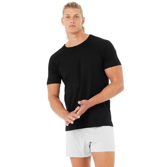 Camiseta Alo Yoga Triumph Crew Neck Corta Sleeves Hombre Negros | 8724GNSFM