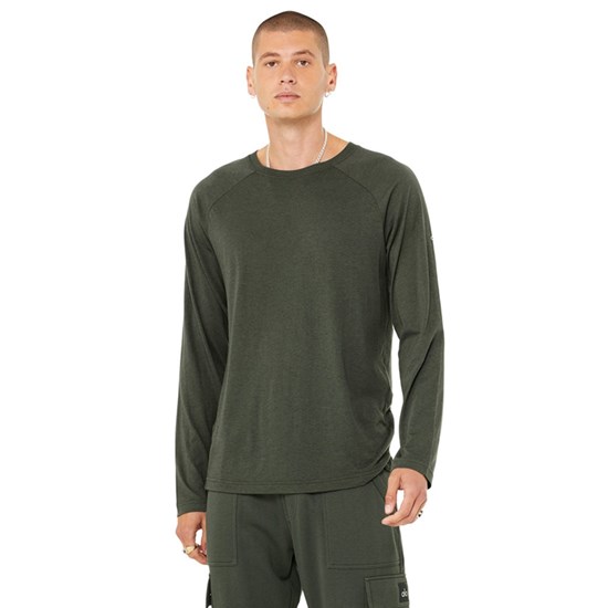 Camiseta Alo Yoga Triumph Long Sleeve Hombre Verdes | 2167XGYWZ