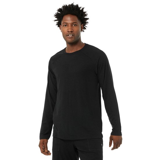 Camiseta Alo Yoga Triumph Long Sleeve Hombre Negros | 5639HNWDB