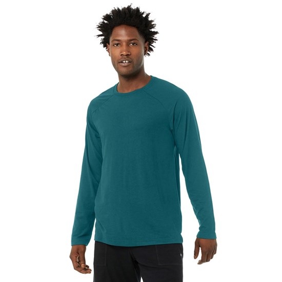 Camiseta Alo Yoga Triumph Long Sleeve Hombre Azules | 9235NEBMK