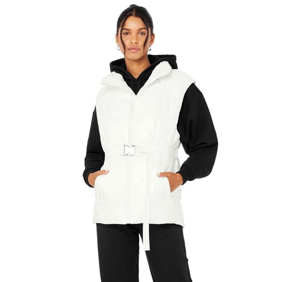 Chalecos Alo Yoga Stunner Puffer Vest Mujer Blancos | 3657ZRBOQ