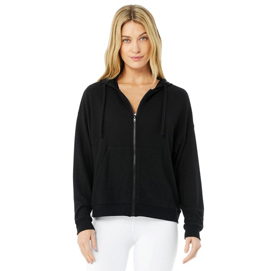 Chaquetas Alo Yoga Alolux Soho Full Zip Mujer Negros | 6912UIGWE