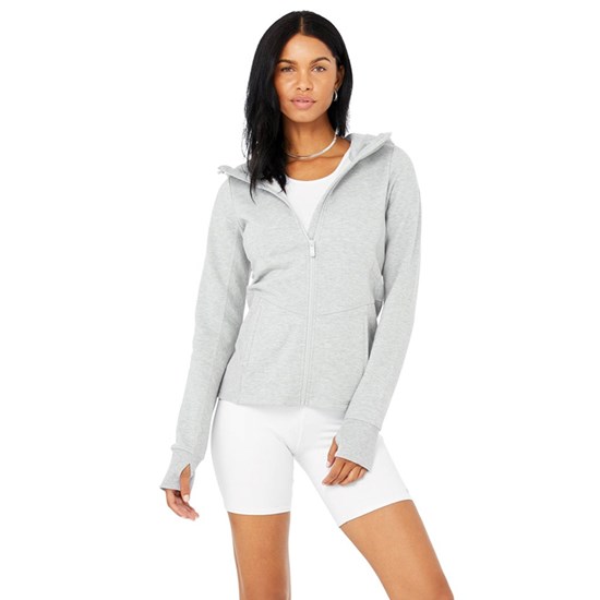 Chaquetas Alo Yoga Foundation Zip Mujer Grises | 4932JKHWN