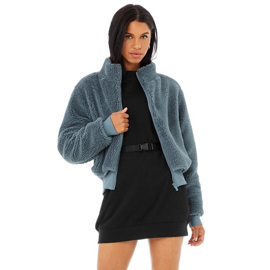 Chaquetas Alo Yoga Foxy Sherpa Mujer Azules | 0894JBHQU