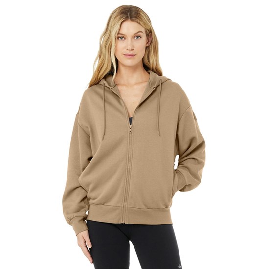 Chaquetas Alo Yoga Hype Full Zip Mujer Beige | 8416RTFDK