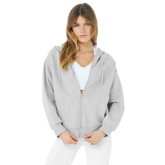 Chaquetas Alo Yoga Hype Full Zip Mujer Grises | 9853XPSLH