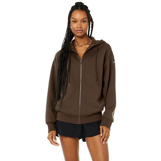 Chaquetas Alo Yoga Hype Full Zip Mujer Marrom | 3246BSIOW