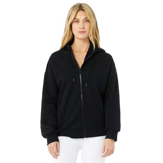 Chaquetas Alo Yoga Hype Full Zip Mujer Negros | 6234KYUPV