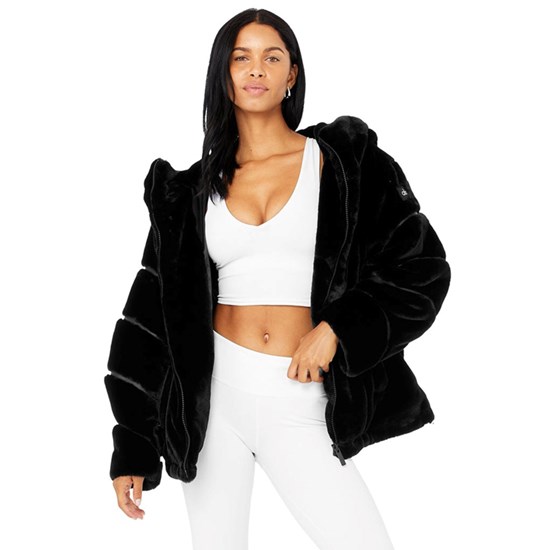 Chaquetas Alo Yoga Knock Out Faux Fur Mujer Negros | 3167GYSEV