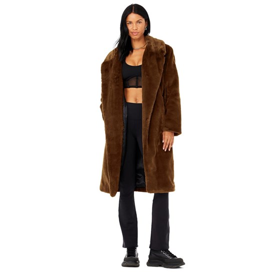 Chaquetas Alo Yoga Oversized Faux Fur Trench Mujer Marrom | 9165OQXIT