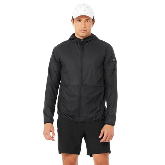 Chaquetas Alo Yoga Repeat Correr Hombre Negros | 5269NQBWO