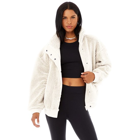 Chaquetas Alo Yoga Sherpa Varsity Mujer Blancos | 3965GVRFI