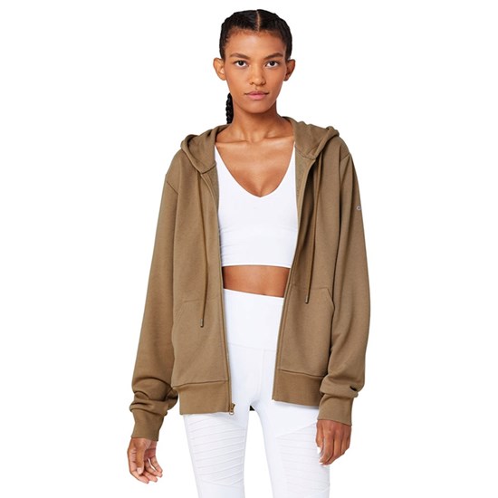 Hoodie Alo Yoga Caliber Zip Mujer Beige | 4839VNHMC