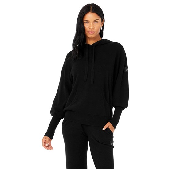 Hoodie Alo Yoga Cashmere Jet Set Mujer Negros | 4910IVBDE