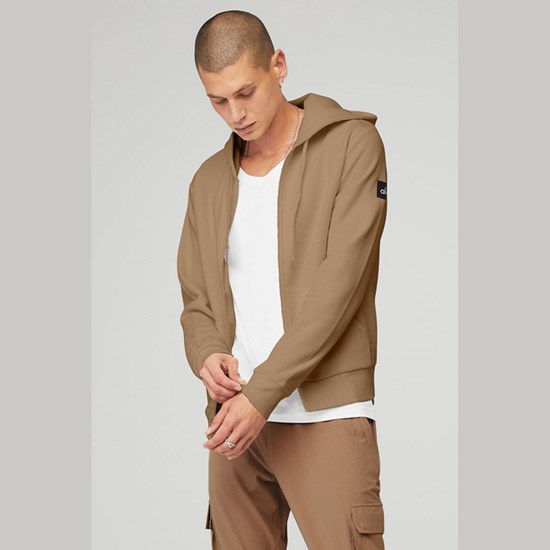 Hoodie Alo Yoga Everyday Full Zip Hombre Beige | 0467XITVC