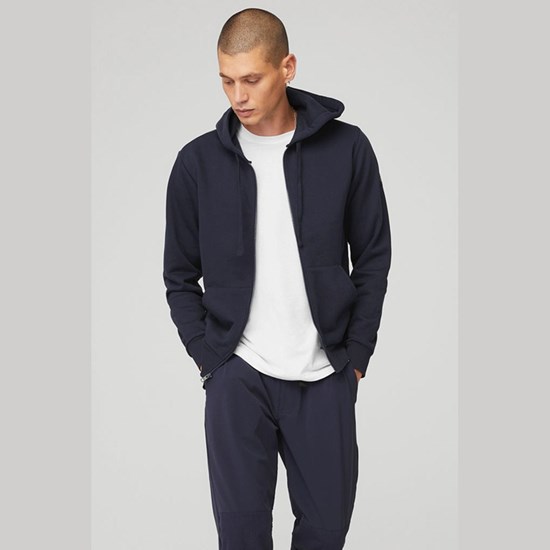 Hoodie Alo Yoga Everyday Full Zip Hombre Azules | 4861EWCKA