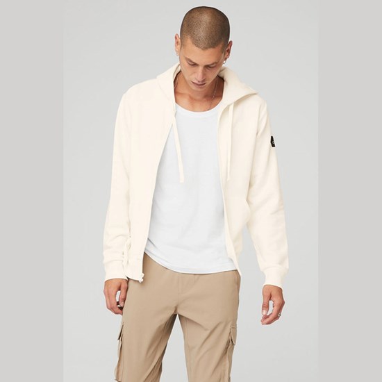 Hoodie Alo Yoga Everyday Full Zip Hombre Blancos | 7451UEVOF