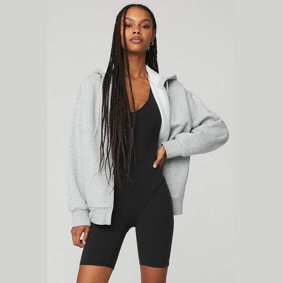 Hoodie Alo Yoga Everyday Full Zip Mujer Grises | 1563VINFZ