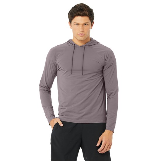 Hoodie Alo Yoga Idol Encapuchado Runner Hombre Morados | 3481AJTEZ