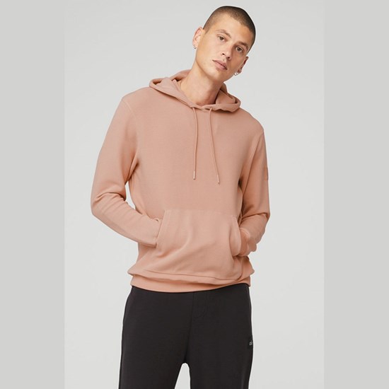 Hoodie Alo Yoga Micro Waffle Fast Break Hombre Rosas | 4981LUGKO