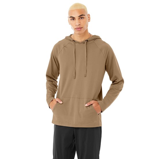 Hoodie Alo Yoga The Conquer Hombre Beige | 9642IMOGC