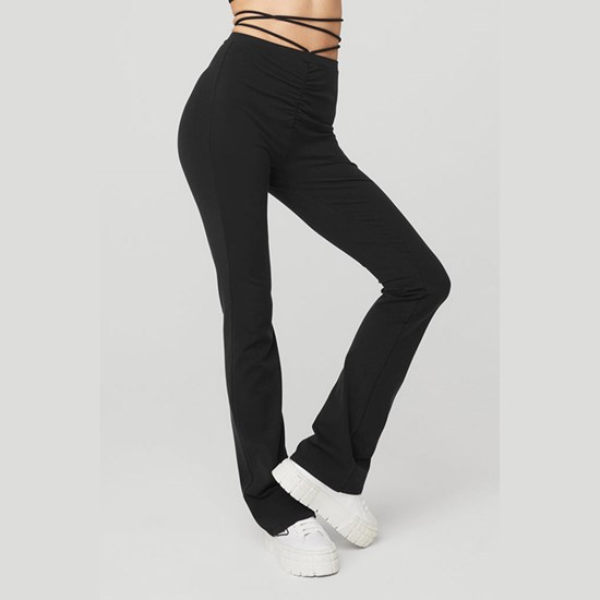 Leggins Alo Yoga Airbrush High-Cintura Cinch Flare Mujer Negros | 1569MYCRD