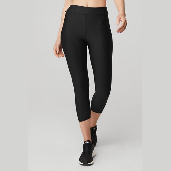 Leggins Alo Yoga Airlift High-Cintura Conceal-Zip Capri Mujer Negros | 2547AUDRK