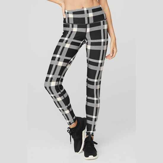 Leggins Alo Yoga Airlift High-Cintura Magnified Plaid Mujer Negros | 1947IWXDF