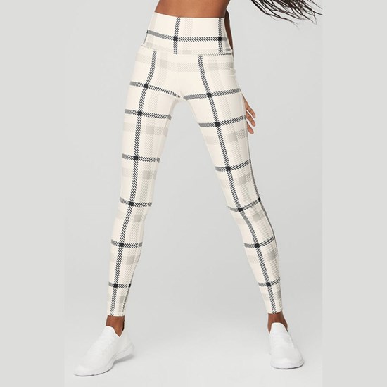 Leggins Alo Yoga Airlift High-Cintura Magnified Plaid Mujer Blancos | 2509MDRXK