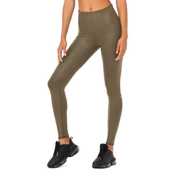 Leggins Alo Yoga Faux Cuero Airbrush High-Cintura Mujer Marrom | 0682IHEVF