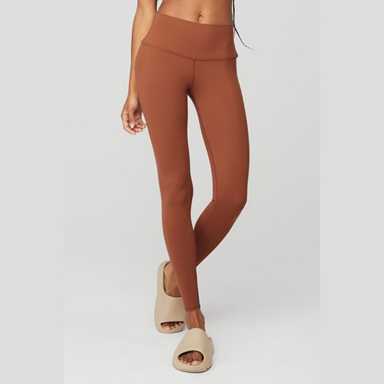 Leggins Alo Yoga High-Cintura Airbrush Mujer Marrom | 3249DXZMA