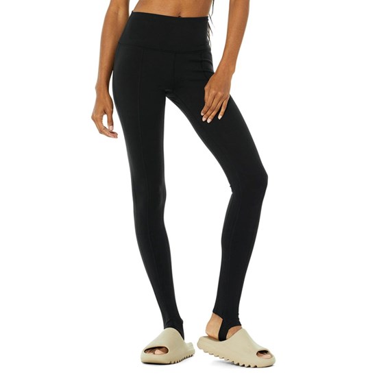 Leggins Alo Yoga High-Cintura Invierno Warmth Plush Stirrup Mujer Negros | 8031RHPKN