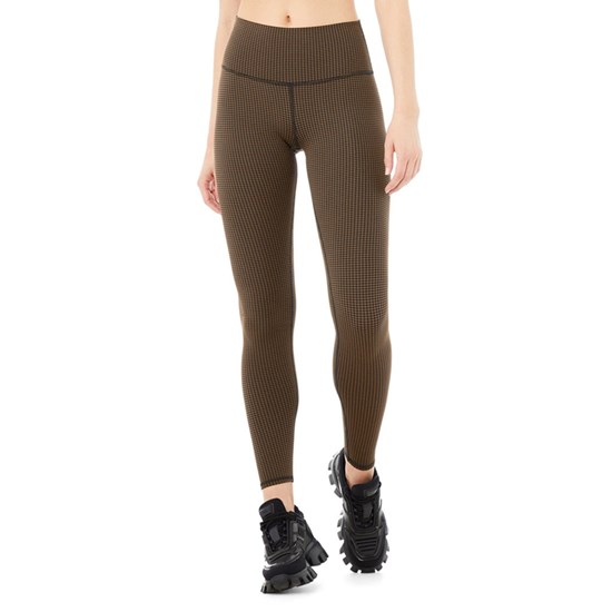 Leggins Alo Yoga High-Cintura Micro Houndstooth Mujer Marrom | 2504BWENQ