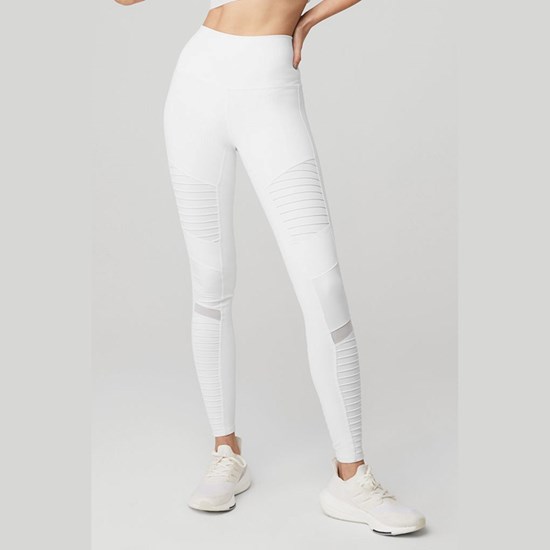 Leggins Alo Yoga High-Cintura Moto Mujer Blancos | 0856LESIH