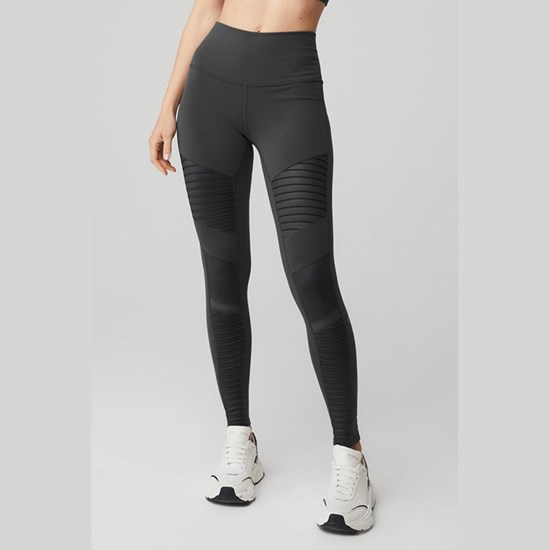 Leggins Alo Yoga High-Cintura Moto Mujer Grises | 6925RGYEM