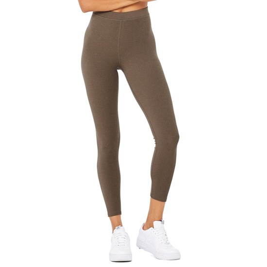 Leggins Alo Yoga Ribbed High-Cintura 7/8 Blissful Mujer Marrom | 4267IZLEG