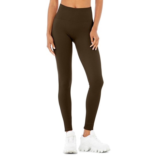 Leggins Alo Yoga Seamless High-Cintura Ribbed Mujer Marrom | 4637MAPKH